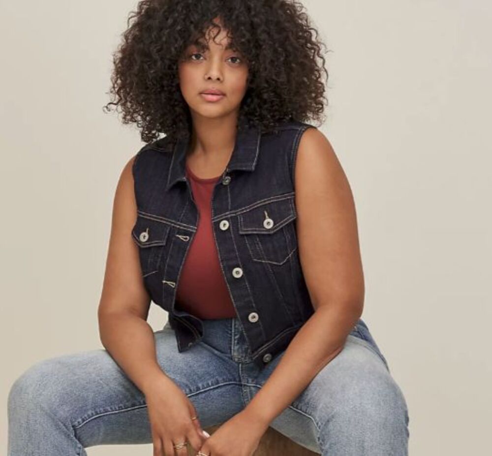 Torrid Dark Wash Denim Cropped Vest Plus Size 4X 26
